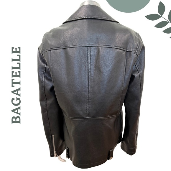 Bagatelle Women’s Faux Leather Moto Jacket Black w Silver Hardware – Size Medium - Picture 5 of 7